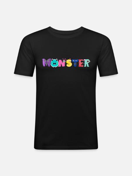 Monster Alphabet - Men's Slim Fit T-Shirt - black