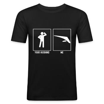 Her husband - Me - Paragliding Departure - Men's Slim Fit T-Shirt - black - Front - Nik (191cm)