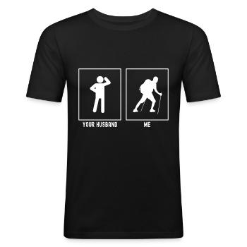 Your husband - I - Hiking difficult - Men's Slim Fit T-Shirt - black - Front - Nik (191cm)