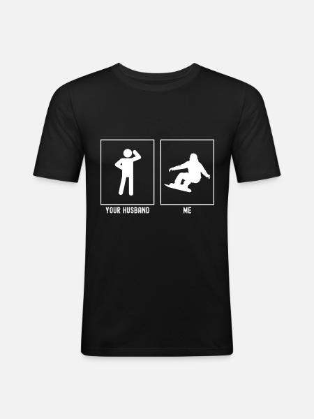Your husband - Me - Snowboarding activity - Men's Slim Fit T-Shirt - black