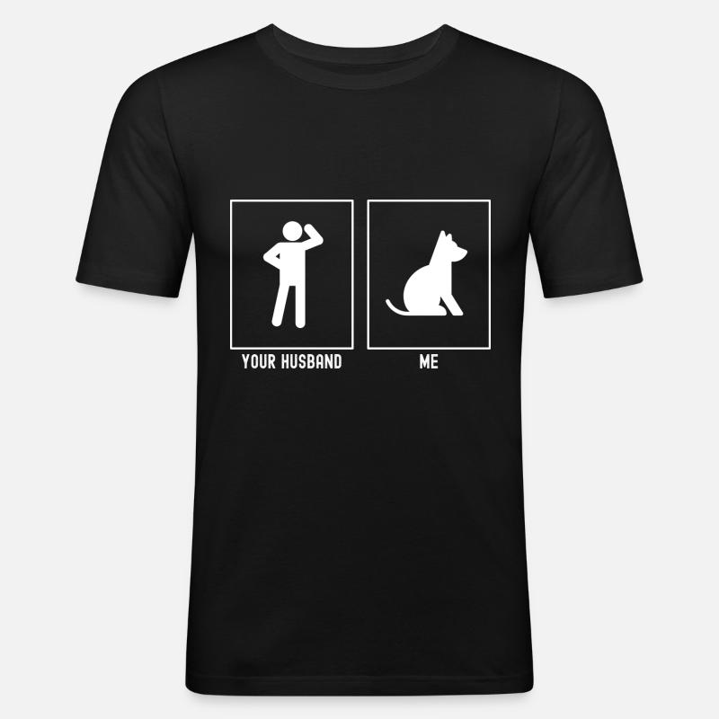 Ihr Mann - Ich - Hund sitzend - Männer Slim Fit T-Shirt - Schwarz