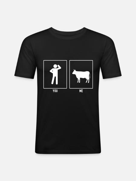 Vous - Moi - Vache agricole - T-shirt près du corps Homme - noir