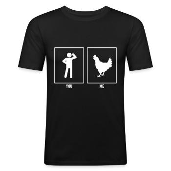 You - I - Farm Chicken - Men's Slim Fit T-Shirt - black - Front - Nik (191cm)