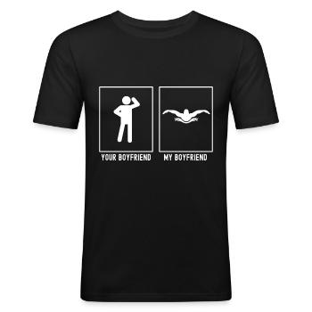 Din vän - Min vän - Swimming Front - Slim Fit T-shirt herr - svart - Fram - Nik (191cm)