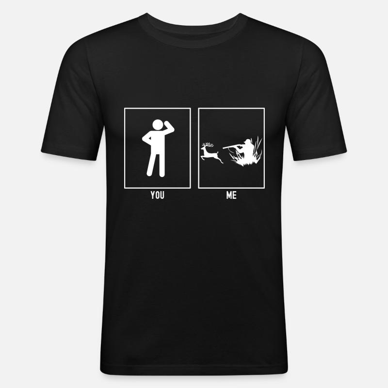 Sie - Ich - Jagd auf Rehe - Männer Slim Fit T-Shirt - Schwarz