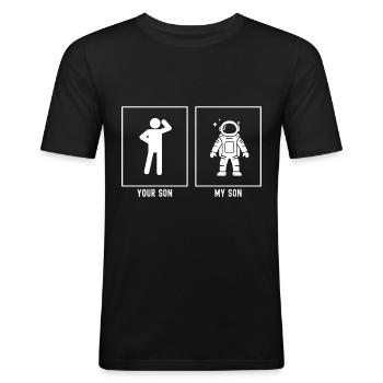 Ihr Sohn - Mein Sohn - Astronomie Cartoon-Astronau - Männer Slim Fit T-Shirt - Schwarz - Vorne - Nik (191cm)