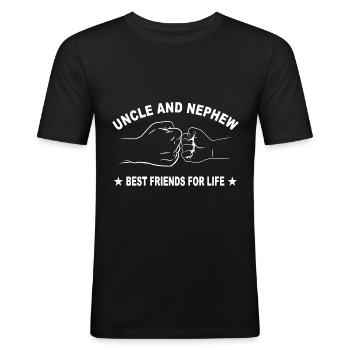 Oncle neveu nièce idée cadeau disant - T-shirt près du corps Homme - noir - Devant - Nik (191cm)