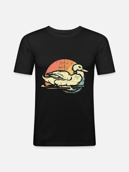 Duck in the lake - Men's Slim Fit T-Shirt - black