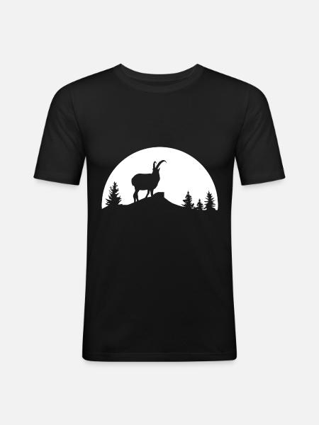 Sonne - Ziege - (1) - Männer Slim Fit T-Shirt - Schwarz