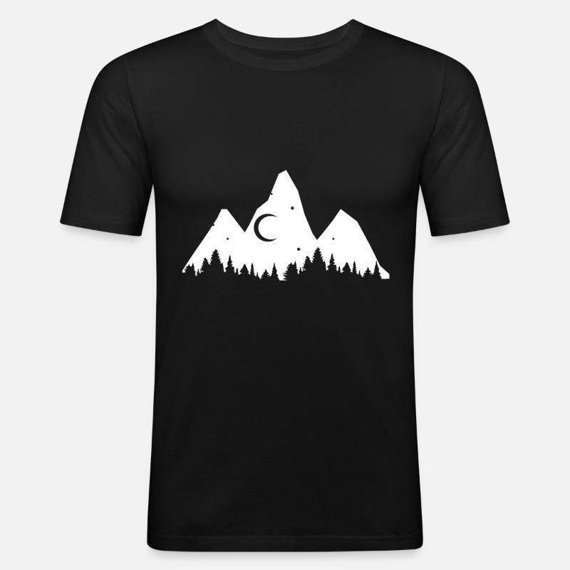 Tree - Mountain - (3) - Men's Slim Fit T-Shirt - black