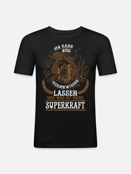 Bier - Männer Slim Fit T-Shirt - Schwarz