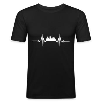 Battements de cœur petits pins - T-shirt près du corps Homme - noir - Devant - Nik (191cm)