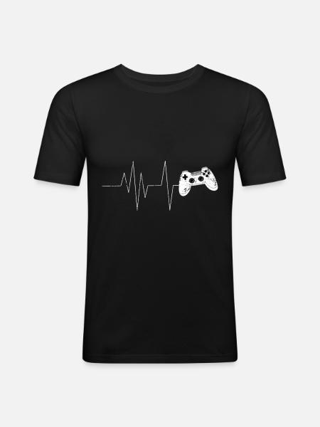 Gaming Retro Geschenkidee - Männer Slim Fit T-Shirt - Schwarz