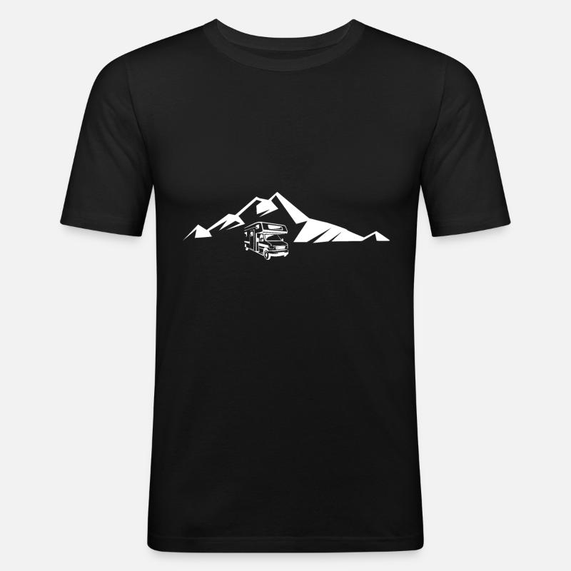 Berg - Camping Van - (9) - Männer Slim Fit T-Shirt - Schwarz