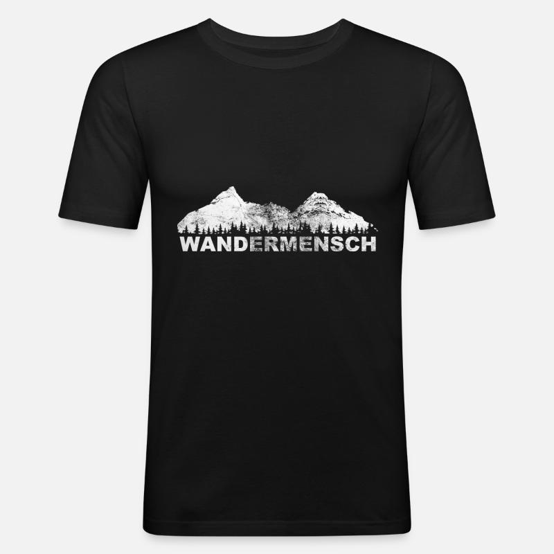 Wandermensch - (2) - Männer Slim Fit T-Shirt - Schwarz
