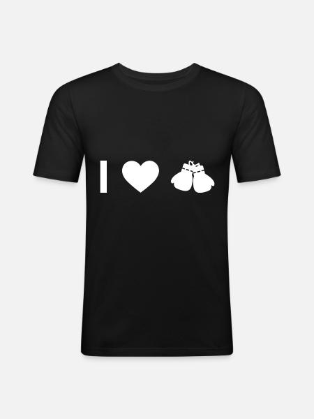 I coeur et boxe - - T-shirt près du corps Homme - noir