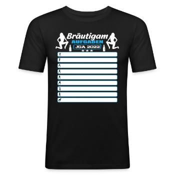 JGA Aufgaben Bräutigam mit Checkliste - Männer Slim Fit T-Shirt - Schwarz - Vorne - Nik (191cm)