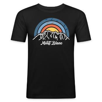 Mont Blanc TMB Finisher Souvenir Chamonix France - T-shirt près du corps Homme - noir - Devant - Nik (191cm)