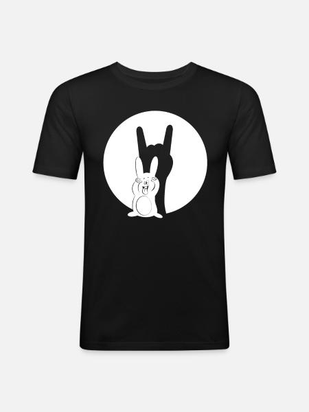 Metal Fork - Music - Heavy Metal Bunny Silhouette - Men's Slim Fit T-Shirt - black