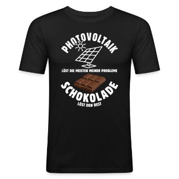 Photovoltaik löst meine Probleme - Schoko Spruch - Männer Slim Fit T-Shirt - Schwarz - Vorne - Nik (191cm)