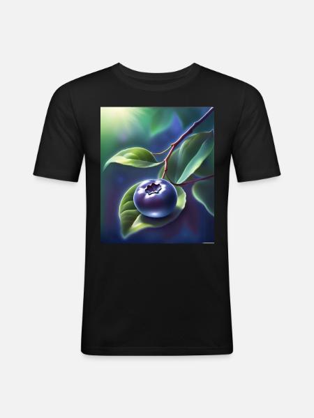 Belle myrtille sur une feuille - T-shirt près du corps Homme - noir