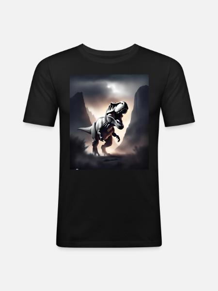 Awesome tyrannosaurus rex dinosaur - Men's Slim Fit T-Shirt - black
