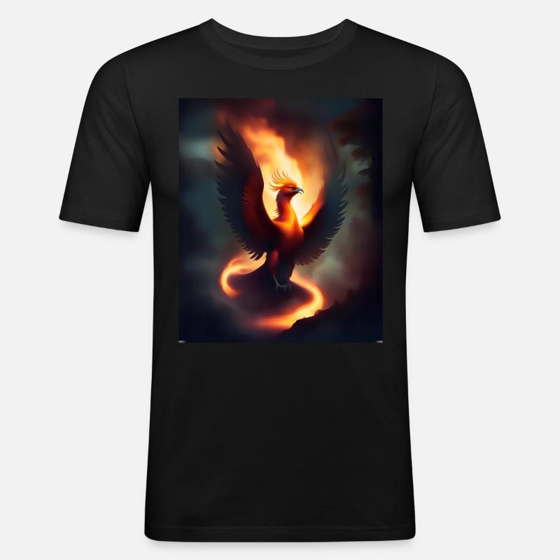 Episches Feuer Phönix - Männer Slim Fit T-Shirt - Schwarz
