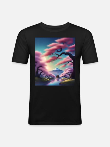 Fuji mountain in Japan - Men's Slim Fit T-Shirt - black