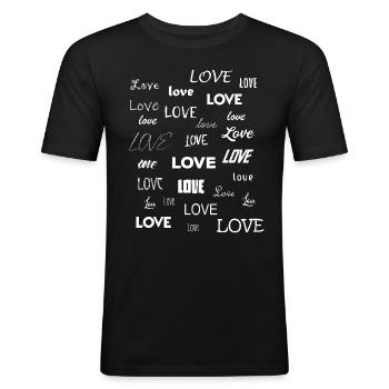 LOVE - LOVE - LOVE - LOVE - LOVE - LOVE - Men's Slim Fit T-Shirt - black - Front - Nik (191cm)