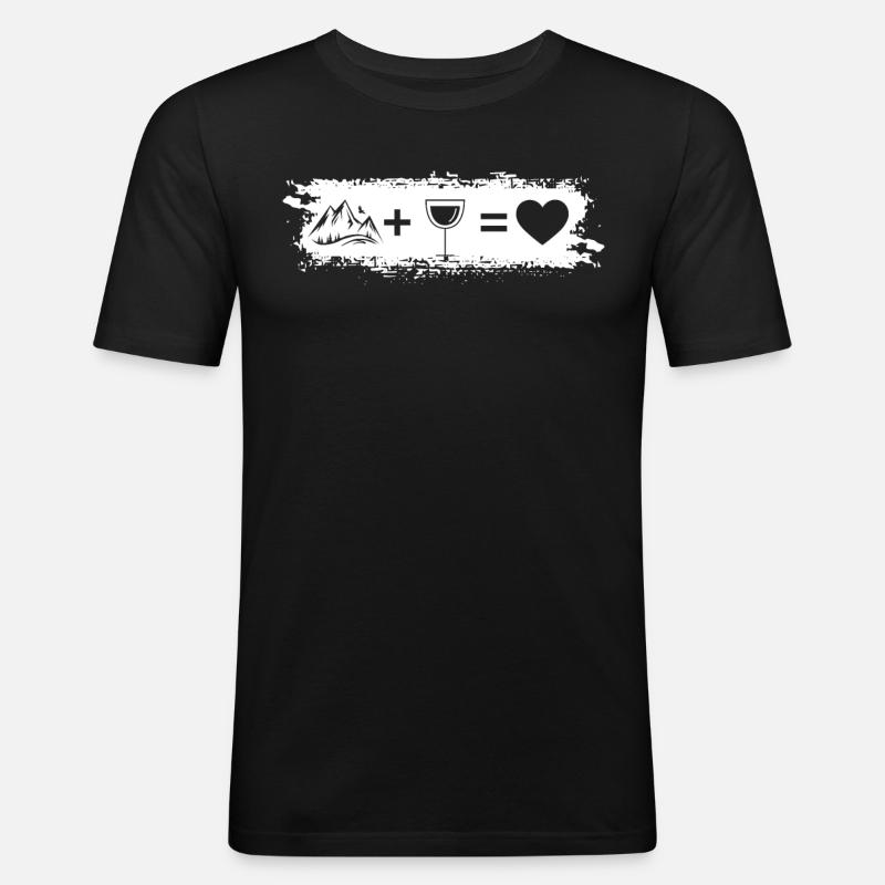 Grunge Rectangle - Heart - Wine - Mountain - - Men's Slim Fit T-Shirt - black