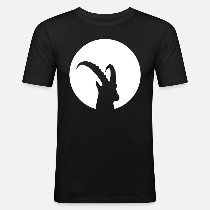 Chèvre - (7) - T-shirt près du corps Homme - noir