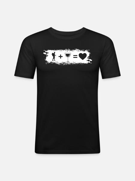 Grunge Rectangle - Heart - Wine - Hiking - - Men's Slim Fit T-Shirt - black