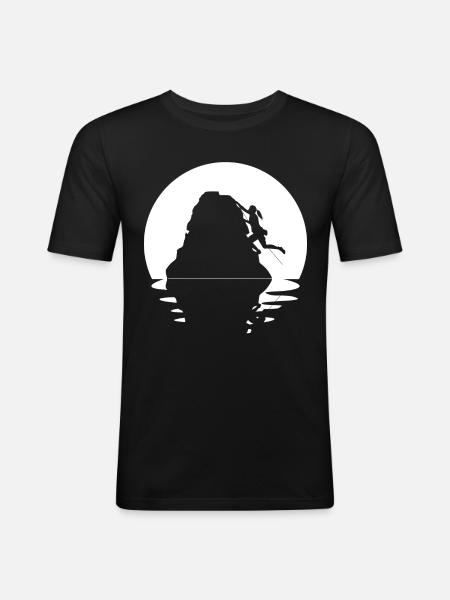 Circle and Reflection - Female Climbing - - Men's Slim Fit T-Shirt - black