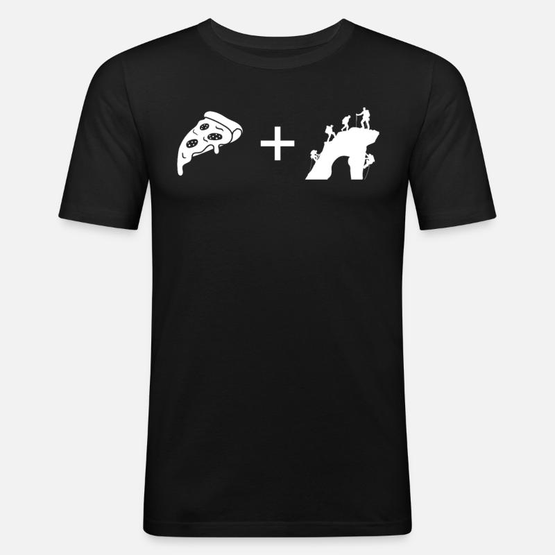 Pizza - Klettern - - Männer Slim Fit T-Shirt - Schwarz