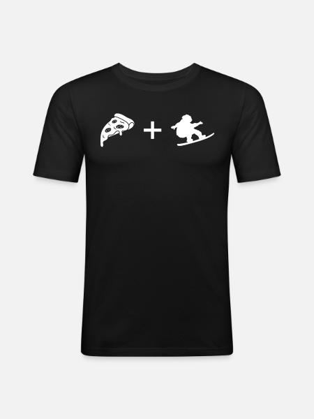 Pizza - Snowboarding - - Men's Slim Fit T-Shirt - black