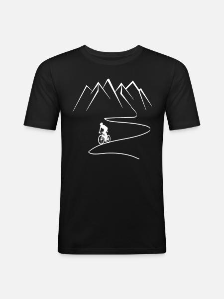 Mountain - Winding Line - Cycling - (2) - Men's Slim Fit T-Shirt - black