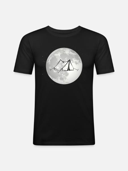 full moon - camping tent - - Men's Slim Fit T-Shirt - black