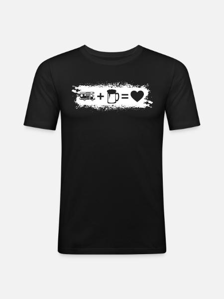 Grunge Rectangle - Heart - Beer - Camper - - Men's Slim Fit T-Shirt - black