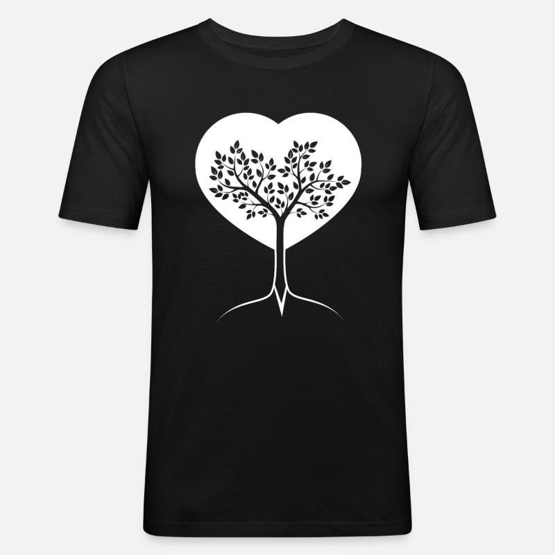 Herz - Baum - (2) - Männer Slim Fit T-Shirt - Schwarz