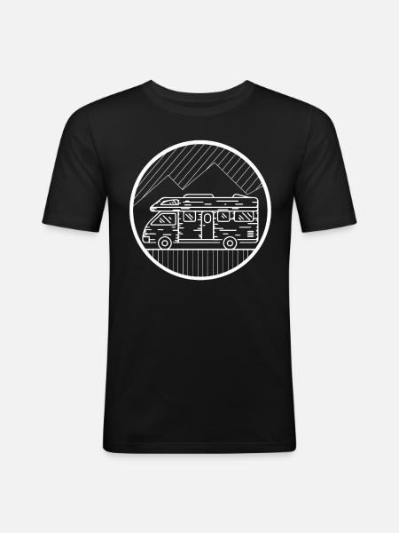 Circle - Camping Van - - Men's Slim Fit T-Shirt - black
