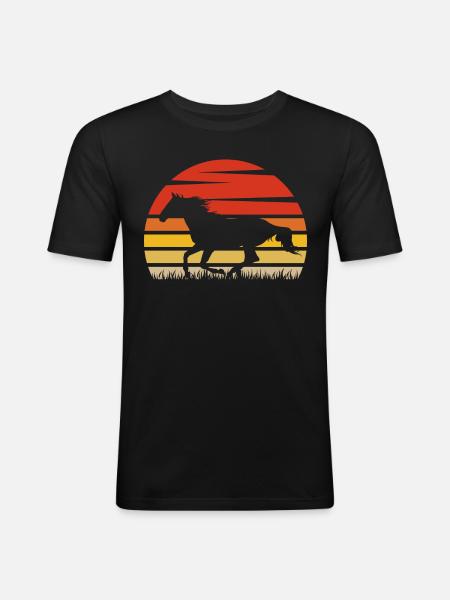 Cheval rétro - T-shirt près du corps Homme - noir