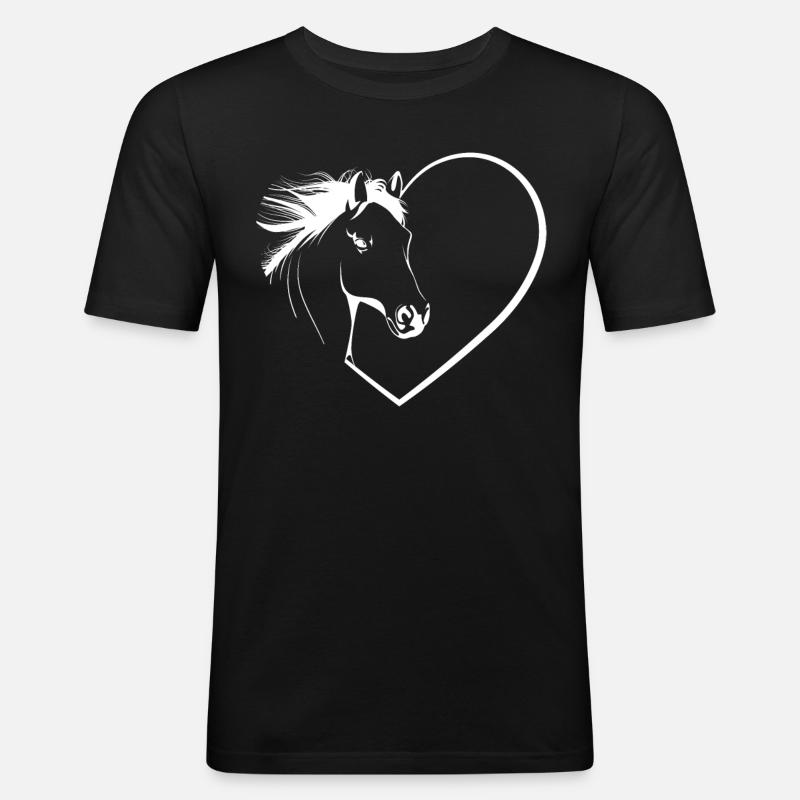 Herz Pferd - Männer Slim Fit T-Shirt - Schwarz