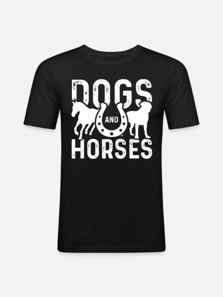 Chiens et chevaux - T-shirt près du corps Homme - noir