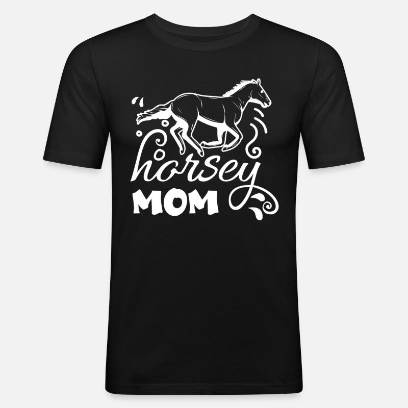 Pferdchen-Mama 1 - - Männer Slim Fit T-Shirt - Schwarz