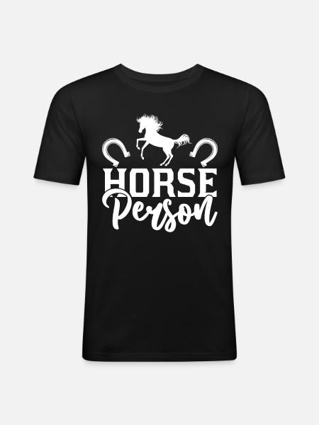 Cheval - - T-shirt près du corps Homme - noir