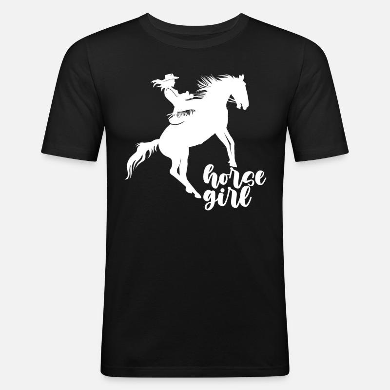 Pferd Mädchen - - Männer Slim Fit T-Shirt - Schwarz