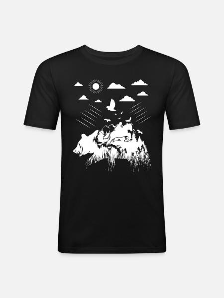 Riding Bear - - Men's Slim Fit T-Shirt - black