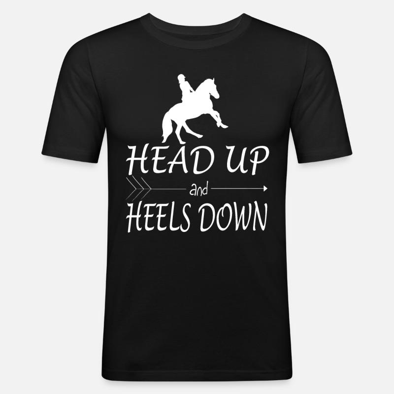 Kopf hoch und Fersen runter - - Männer Slim Fit T-Shirt - Schwarz