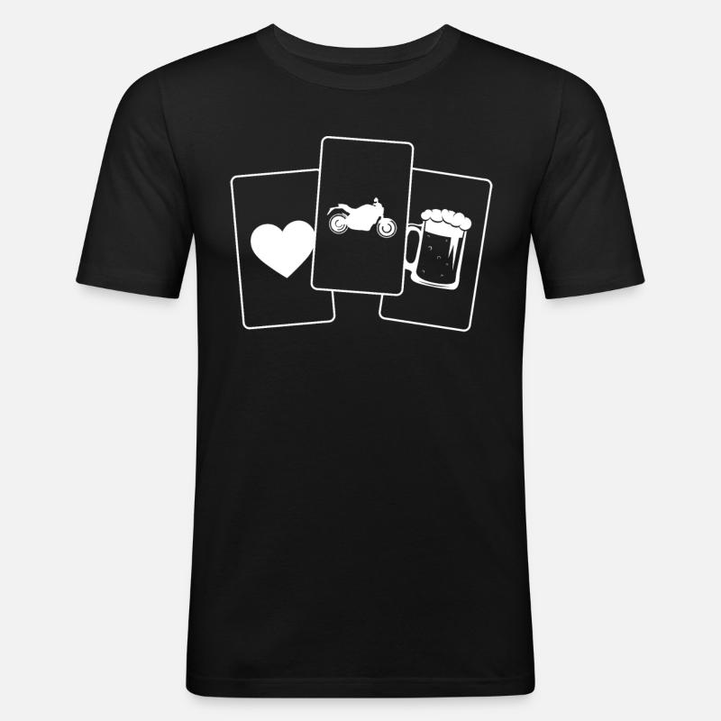 Herz - Bier - Motorrad - - Männer Slim Fit T-Shirt - Schwarz