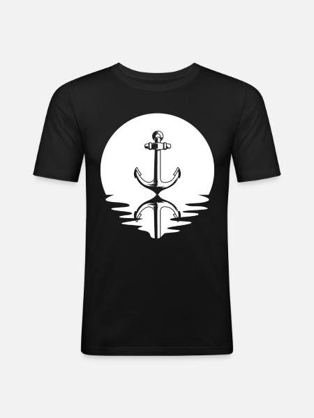 Circle and Reflection - Anchor - - Men's Slim Fit T-Shirt - black